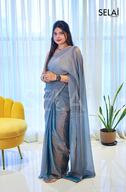 Shimmer Georgette Saree (Blue with gold sheen)
