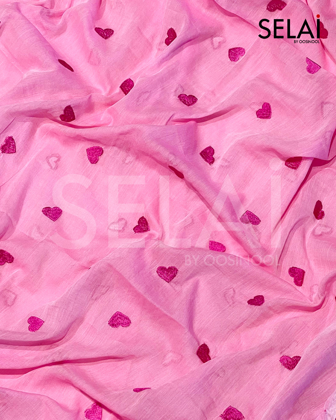Heart Mulmul Cotton Saree (Pink)