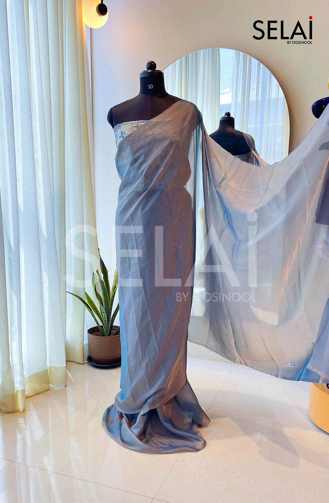 Shimmer Georgette Saree (Blue with gold sheen)