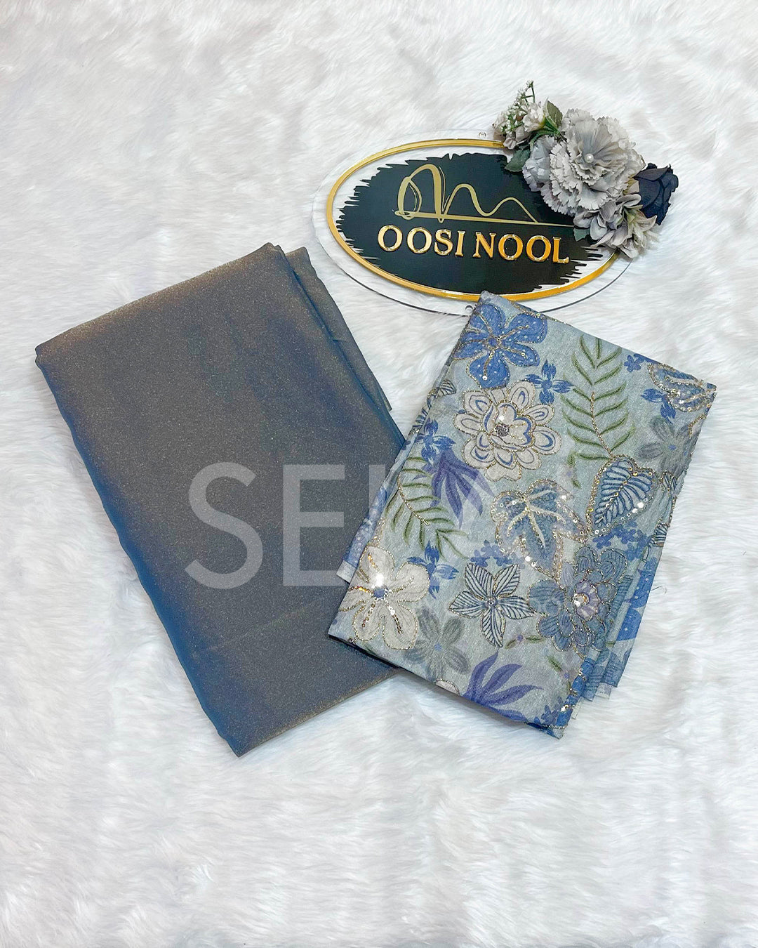 Shimmer Georgette Saree (Blue with gold sheen)