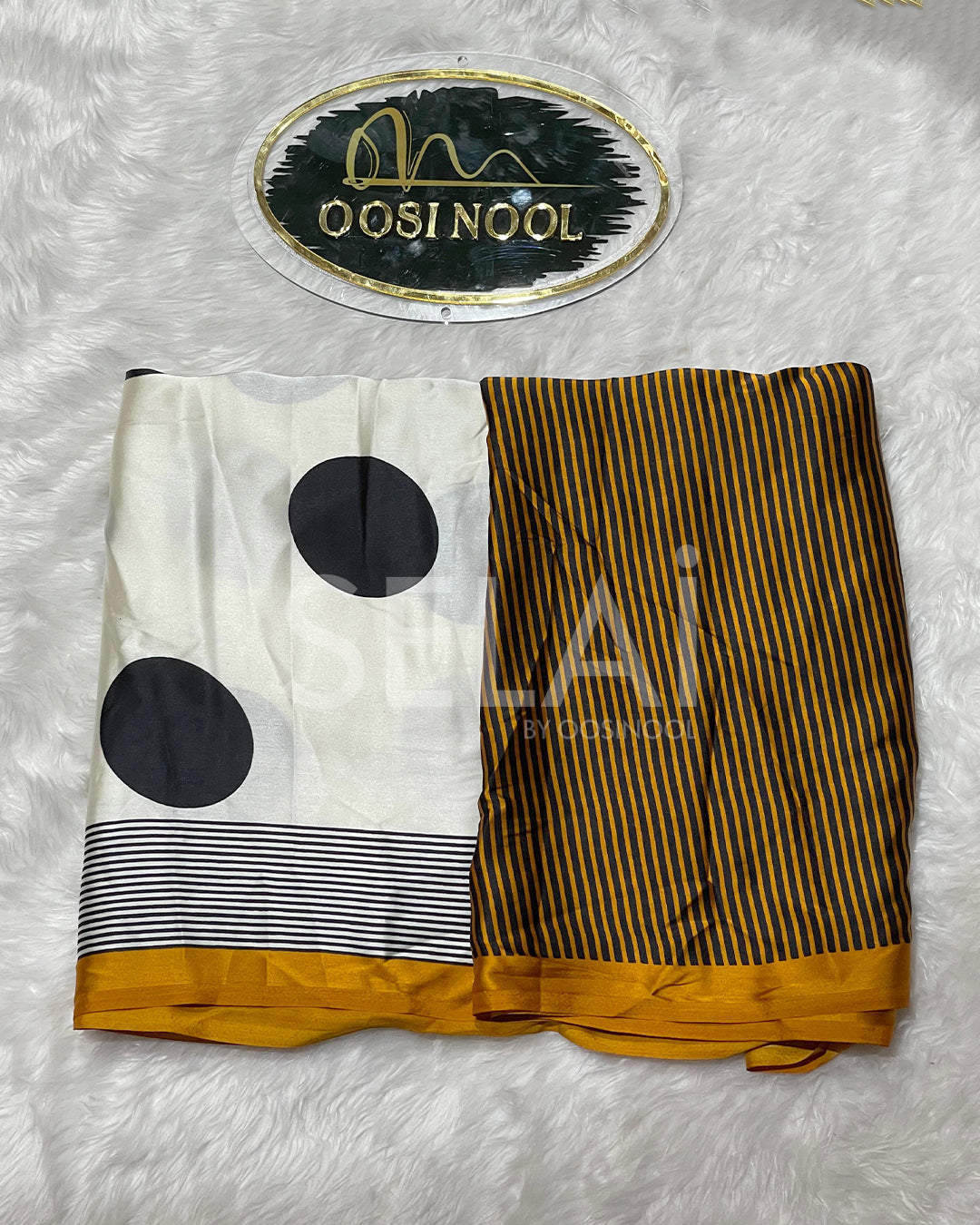 Satin Polka Dot saree (Mustard)