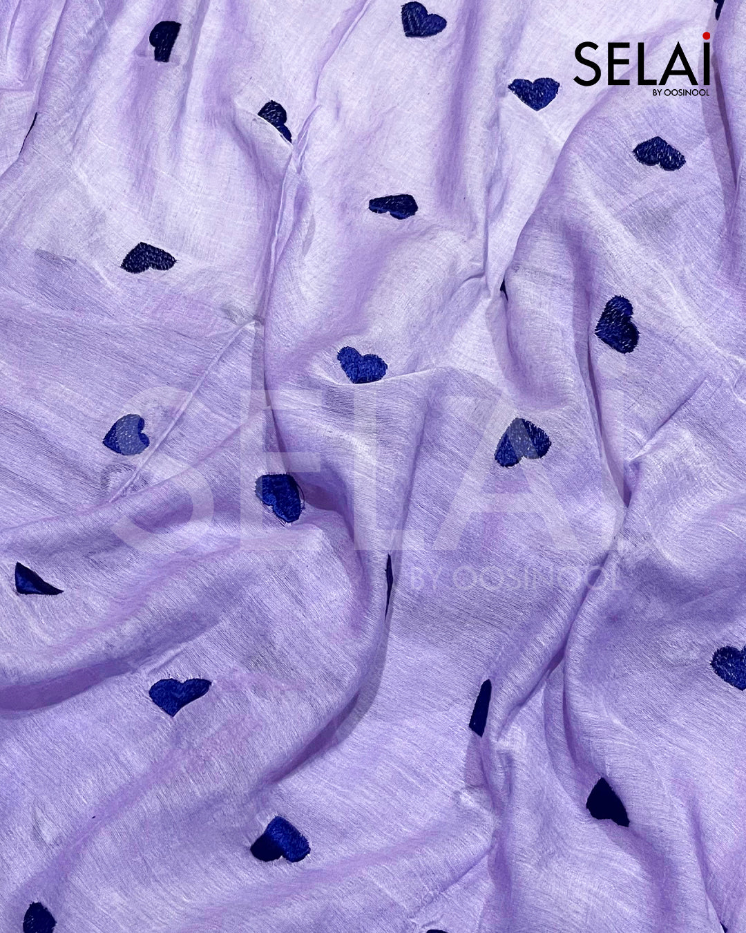 Heart Mulmul Cotton Saree (Lavender)