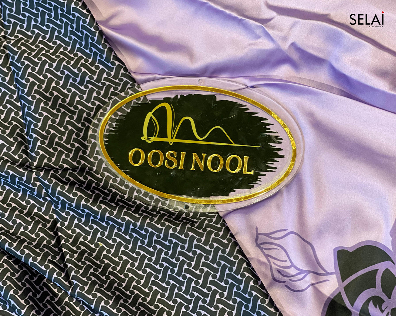 Printed Satin Saree (Lavender)