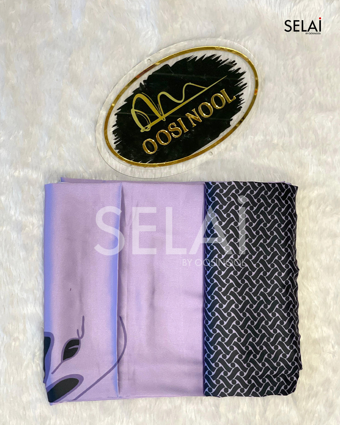 Printed Satin Saree (Lavender)