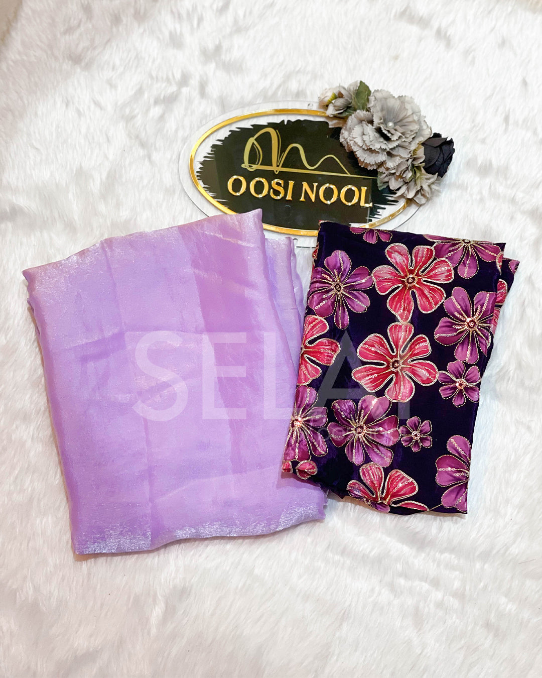 Glass Organza with Floral print blouse (Lavender)