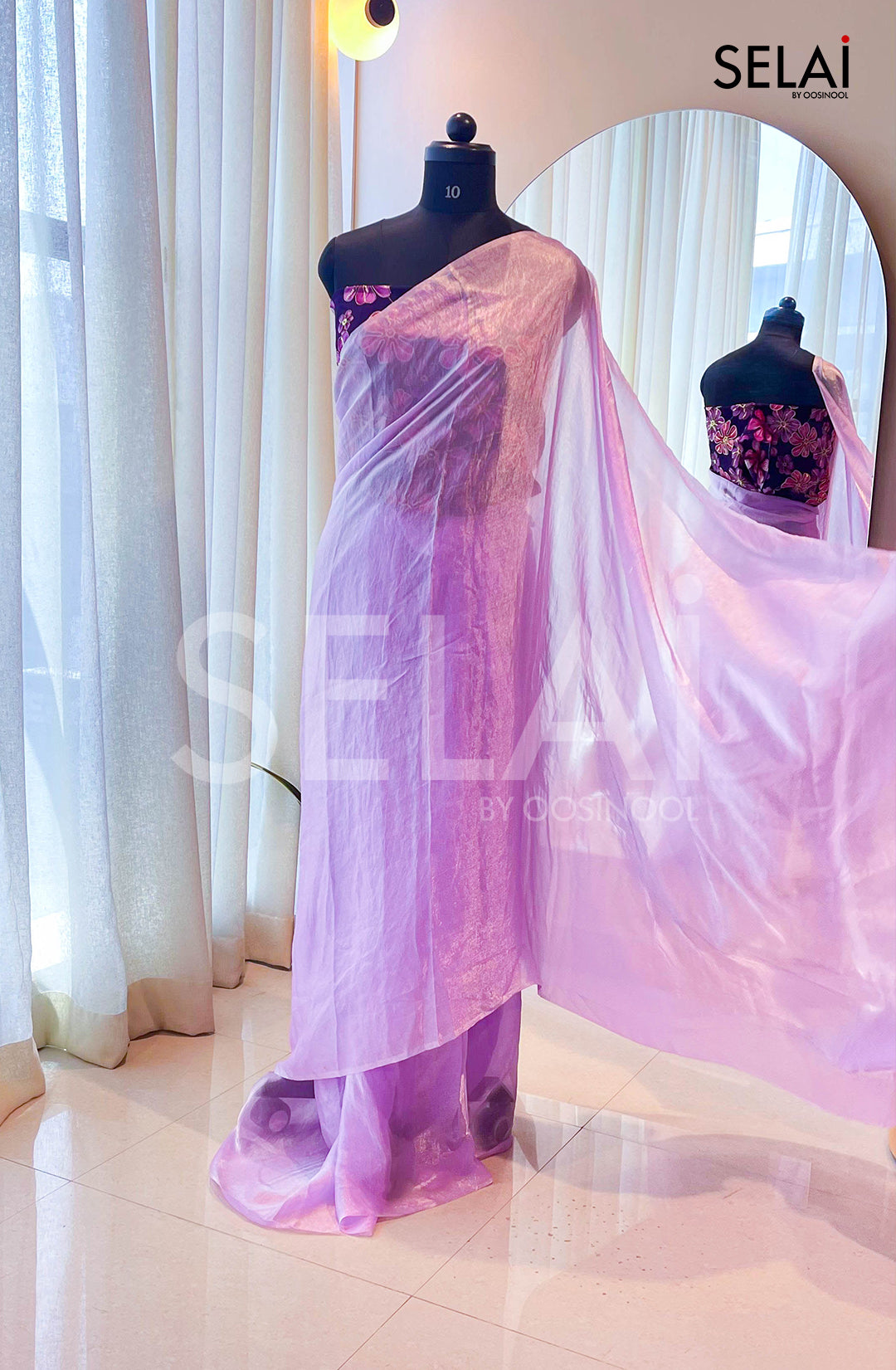 Glass Organza with Floral print blouse (Lavender)