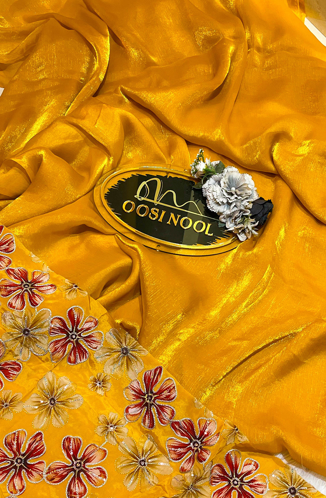 Shimmer Georgette with Floral print blouse (Yellow)