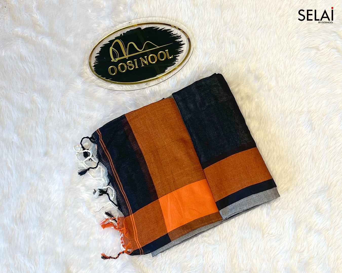 Mulmul Cotton Saree (Grey-black)