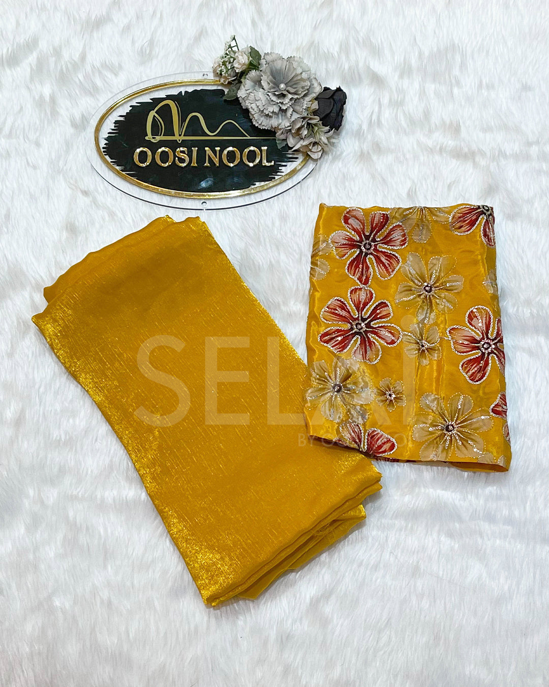 Shimmer Georgette with Floral print blouse (Yellow)