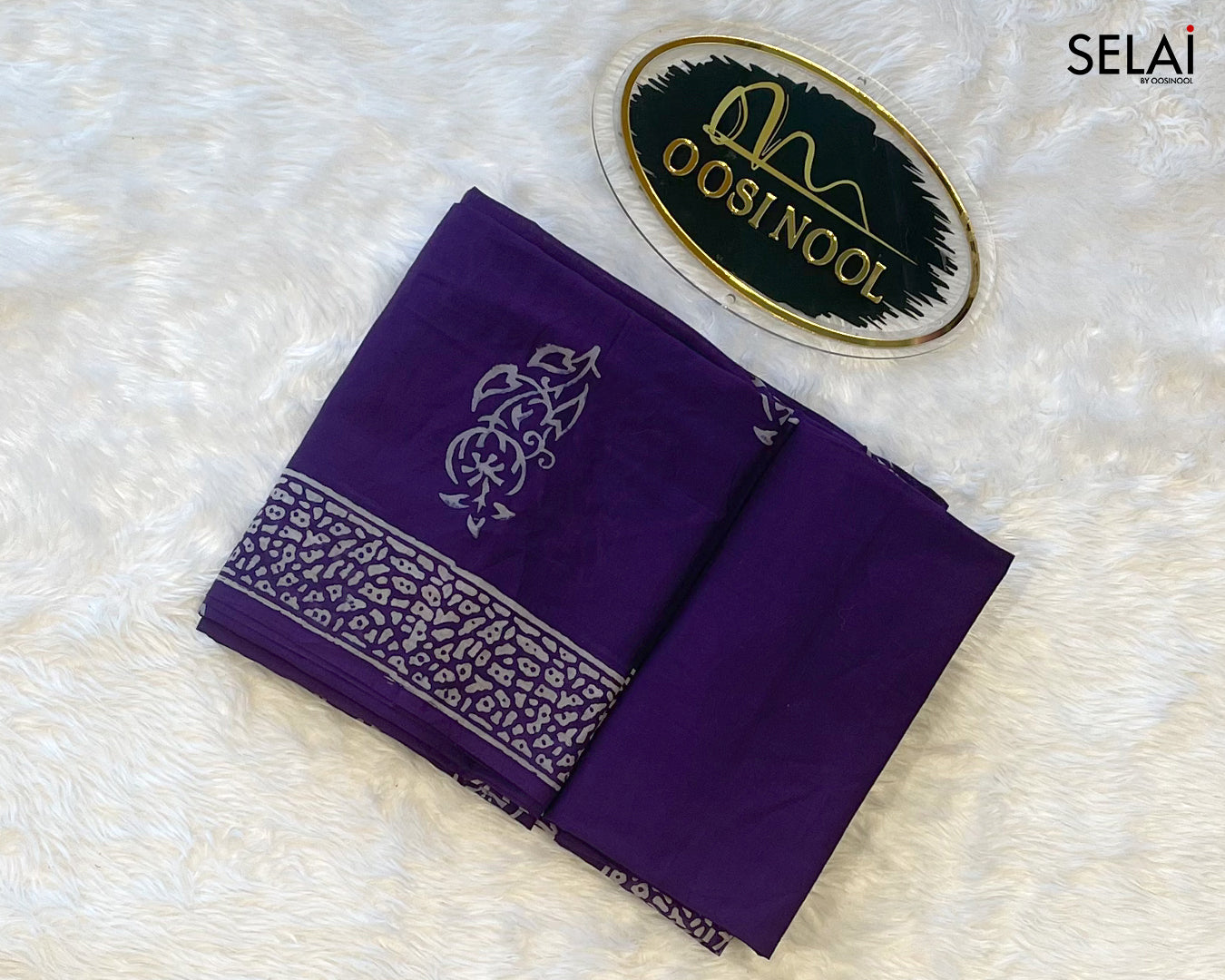 Mulmul Cotton Saree (Purple)