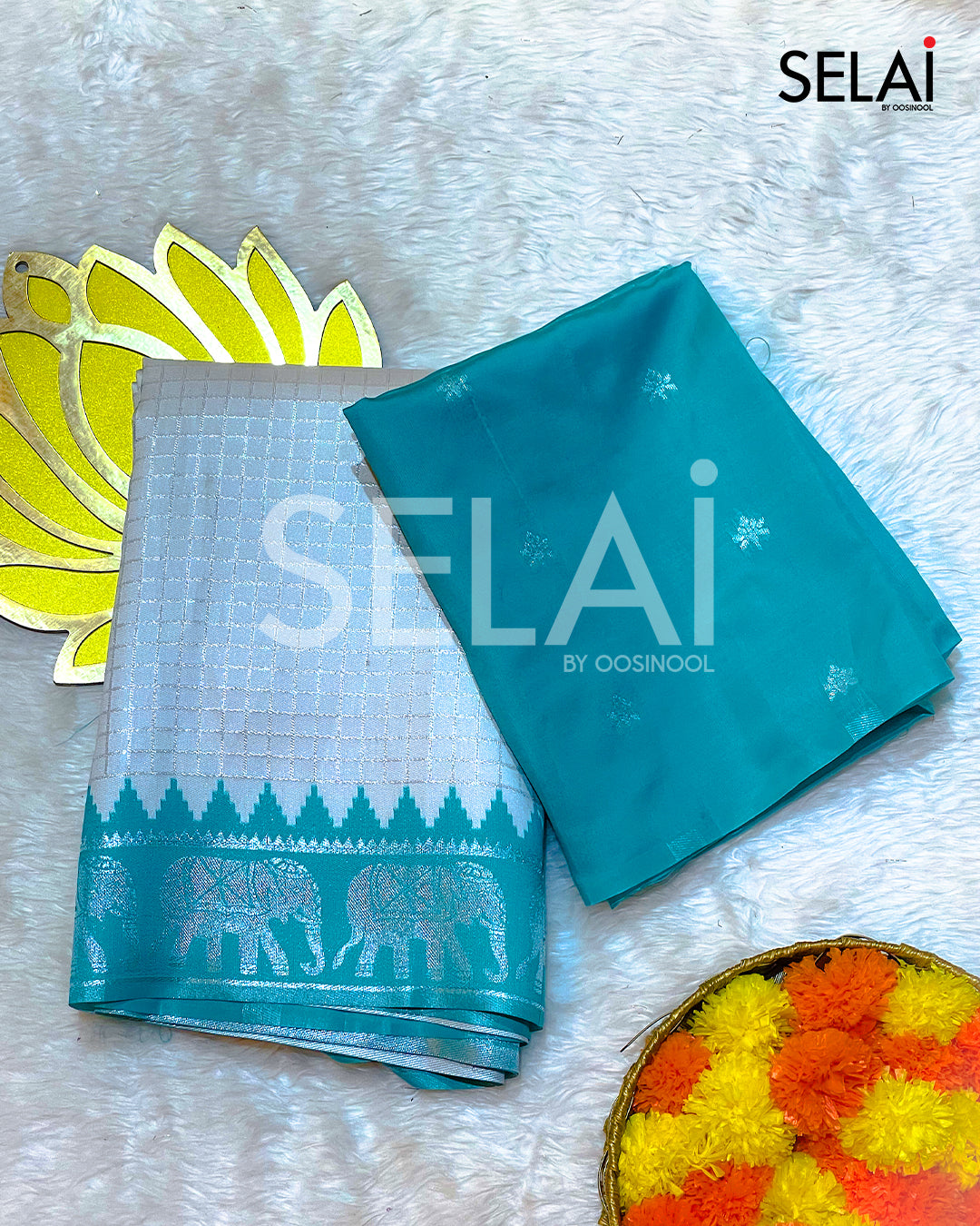 Elephant zari saree (Blue)