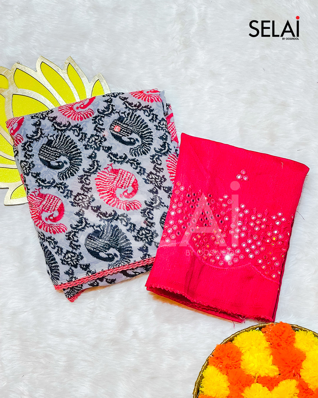 Peacock Georgette Saree (Pink)