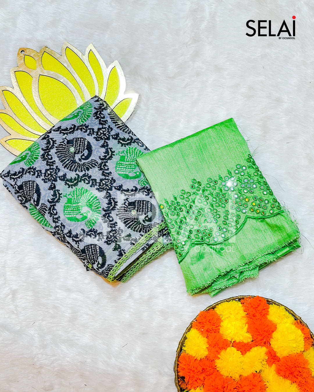 Peacock Georgette Saree (Green)