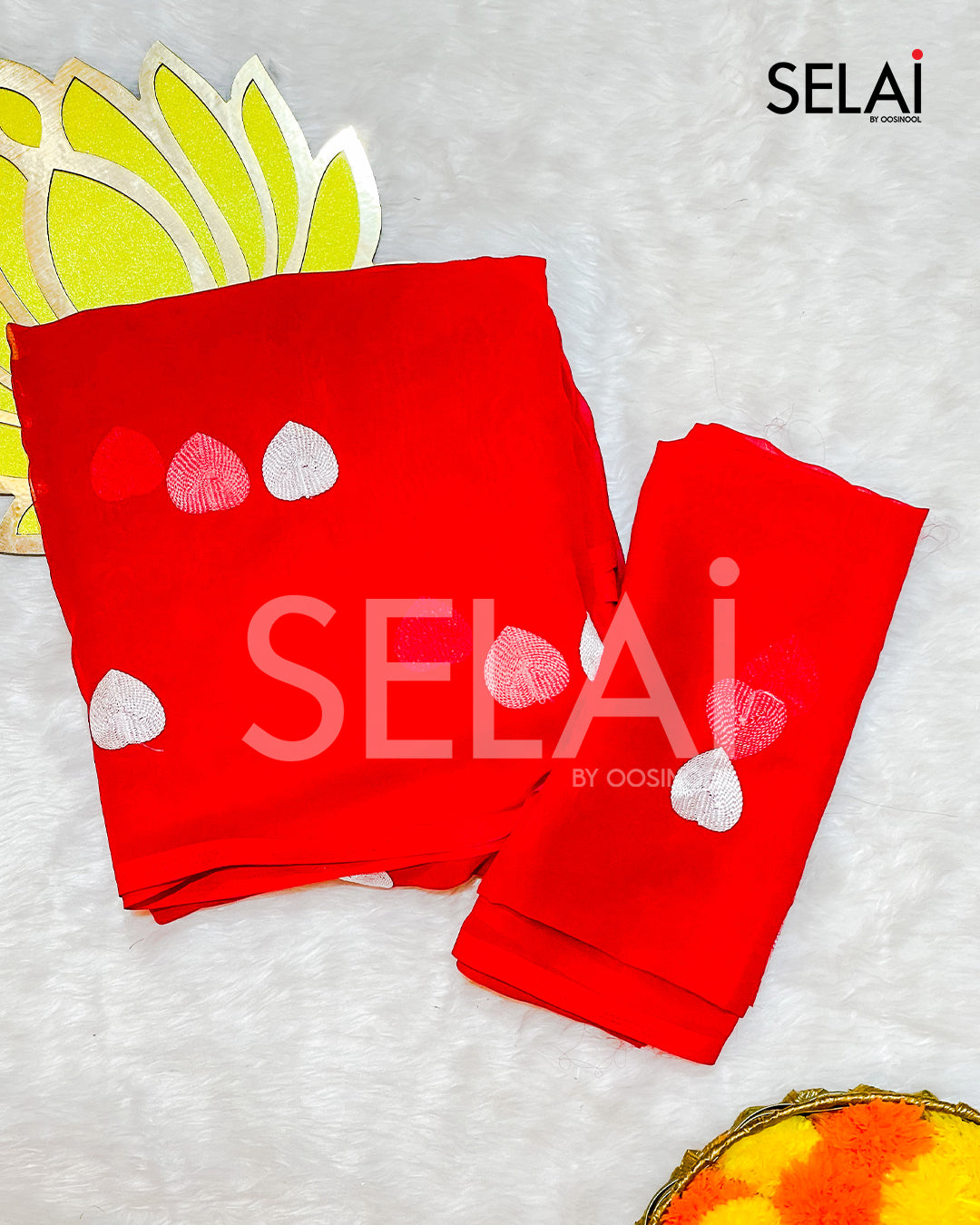 Heart Georgette Saree (Red)