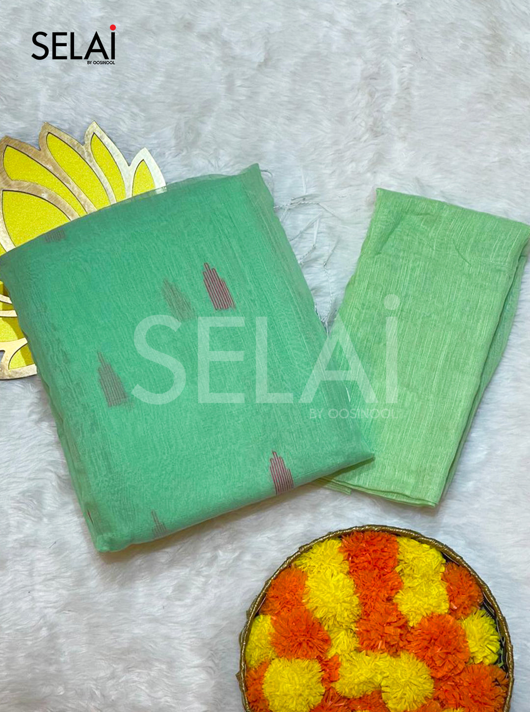 Gopuram Cotton Saree (Green)