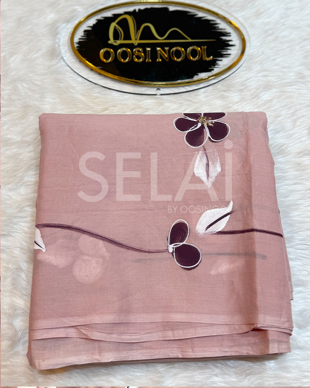 Floral Cotton Saree (Pink)