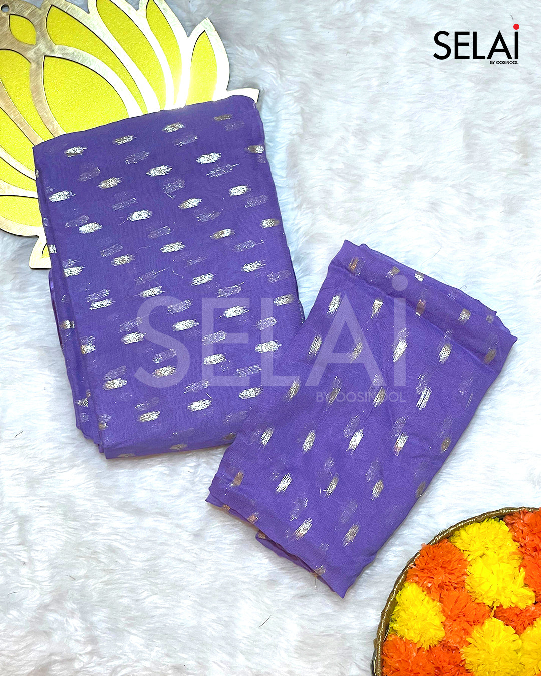 Viscose Georgette with Silk Buttas (Lavender)