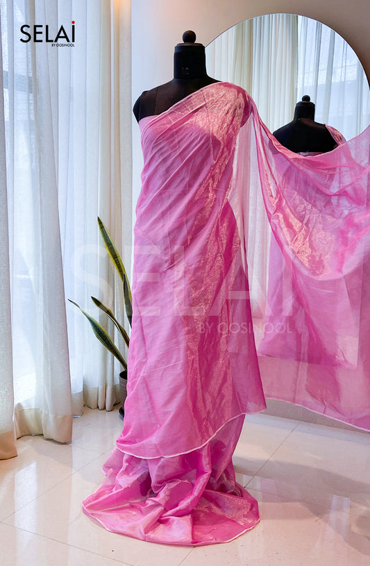 Cotton Tissue Saree (Pink)
