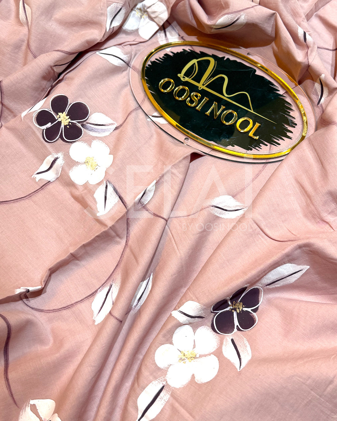 Floral Cotton Saree (Pink)