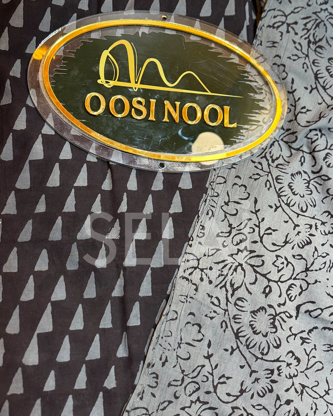 Black & Grey Printed Cotton Saree