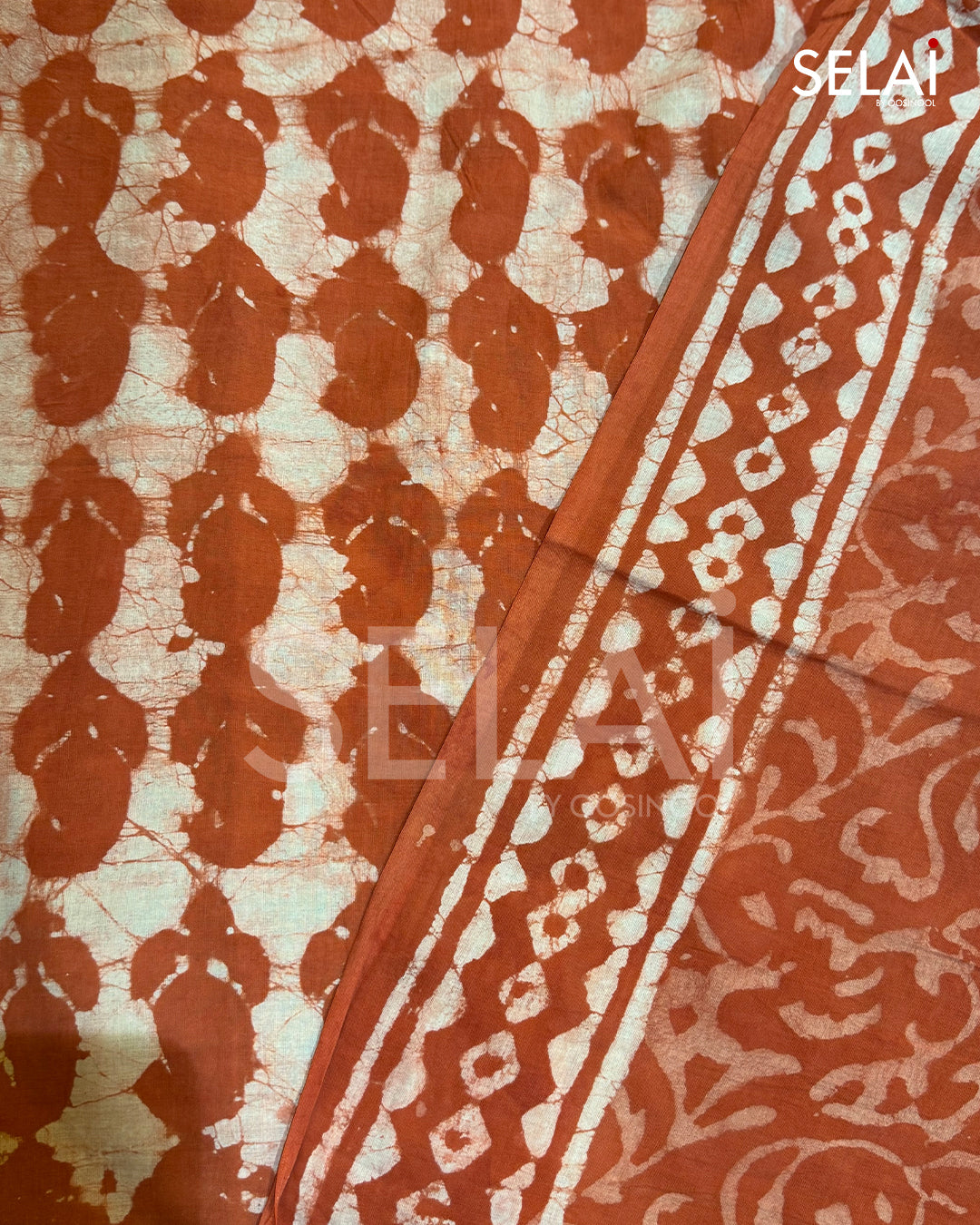 Rust Bagru Cotton Saree