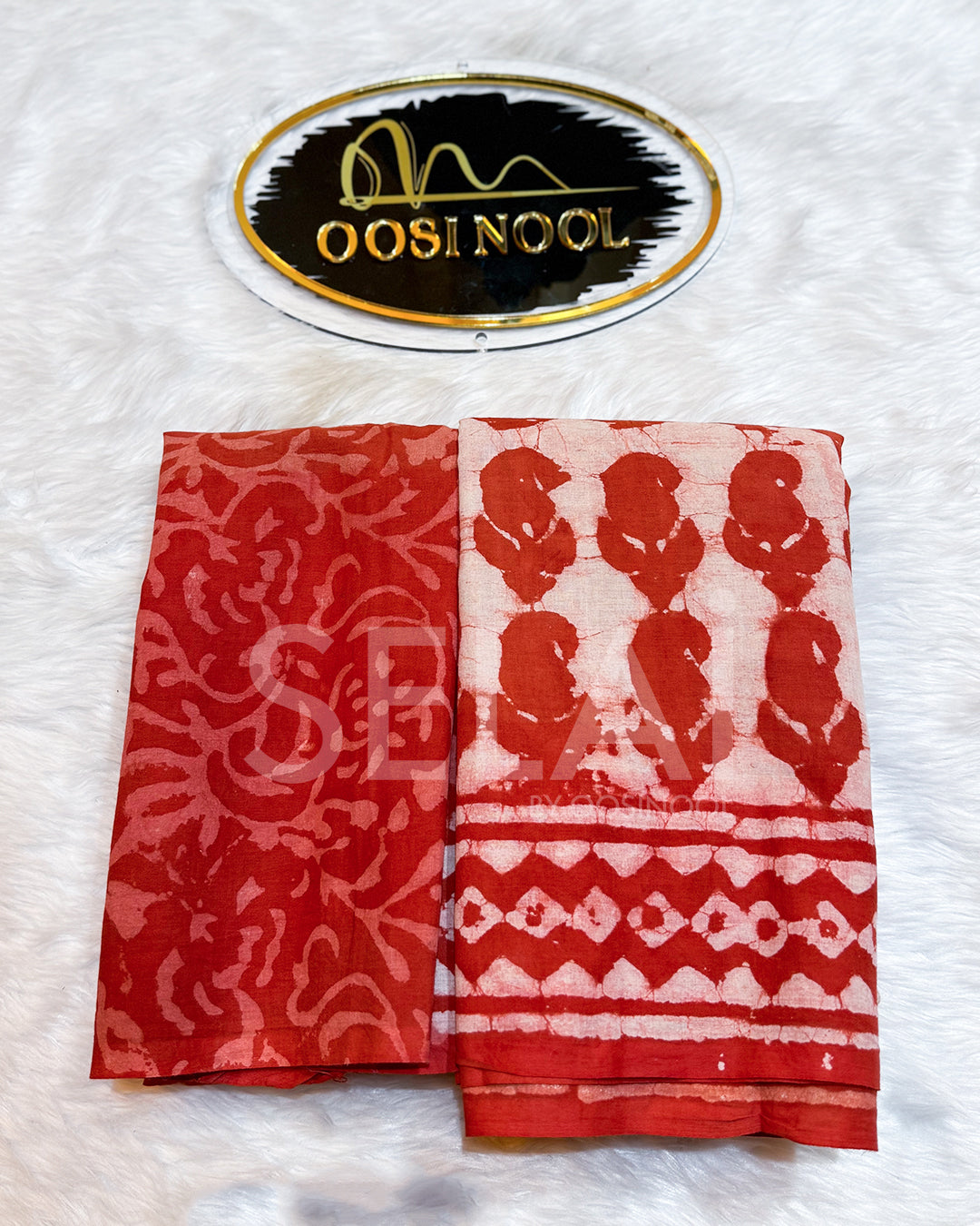 Rust Bagru Cotton Saree