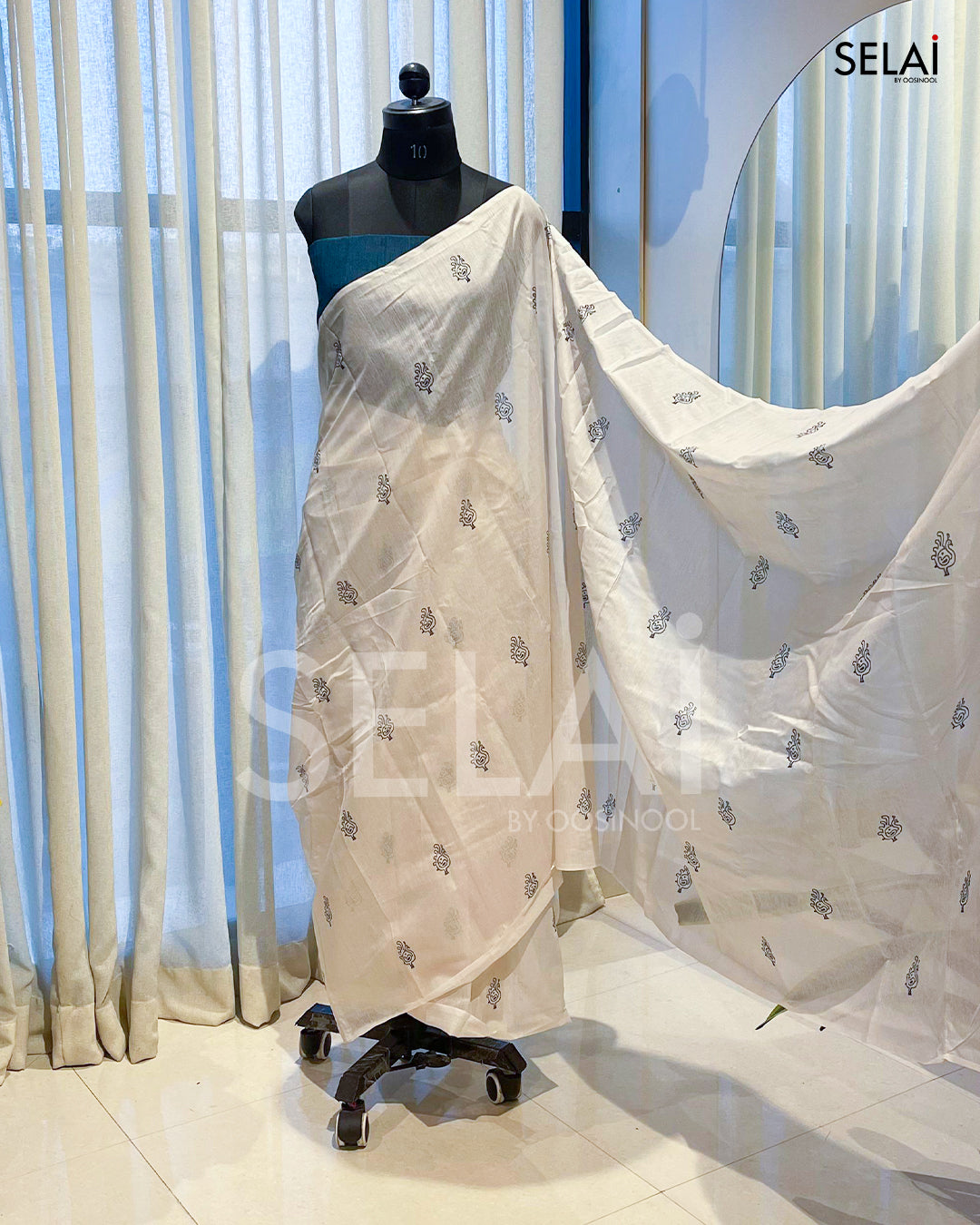 Chanderi Cotton with digital print peacock
