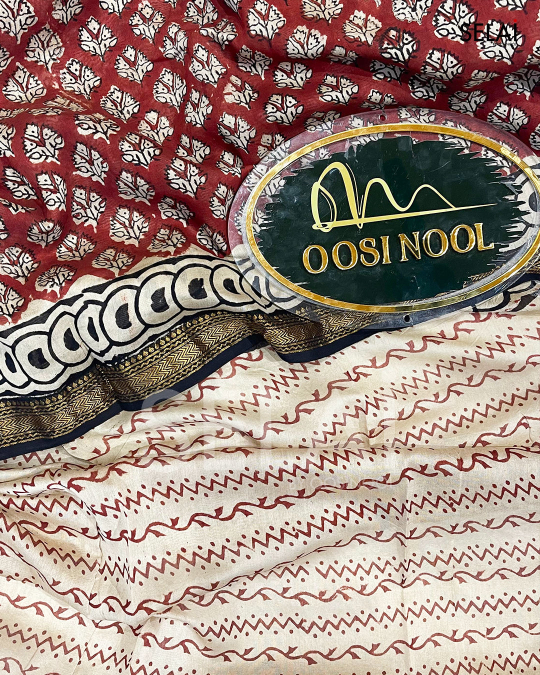 Rust Chanderi Cotton Saree