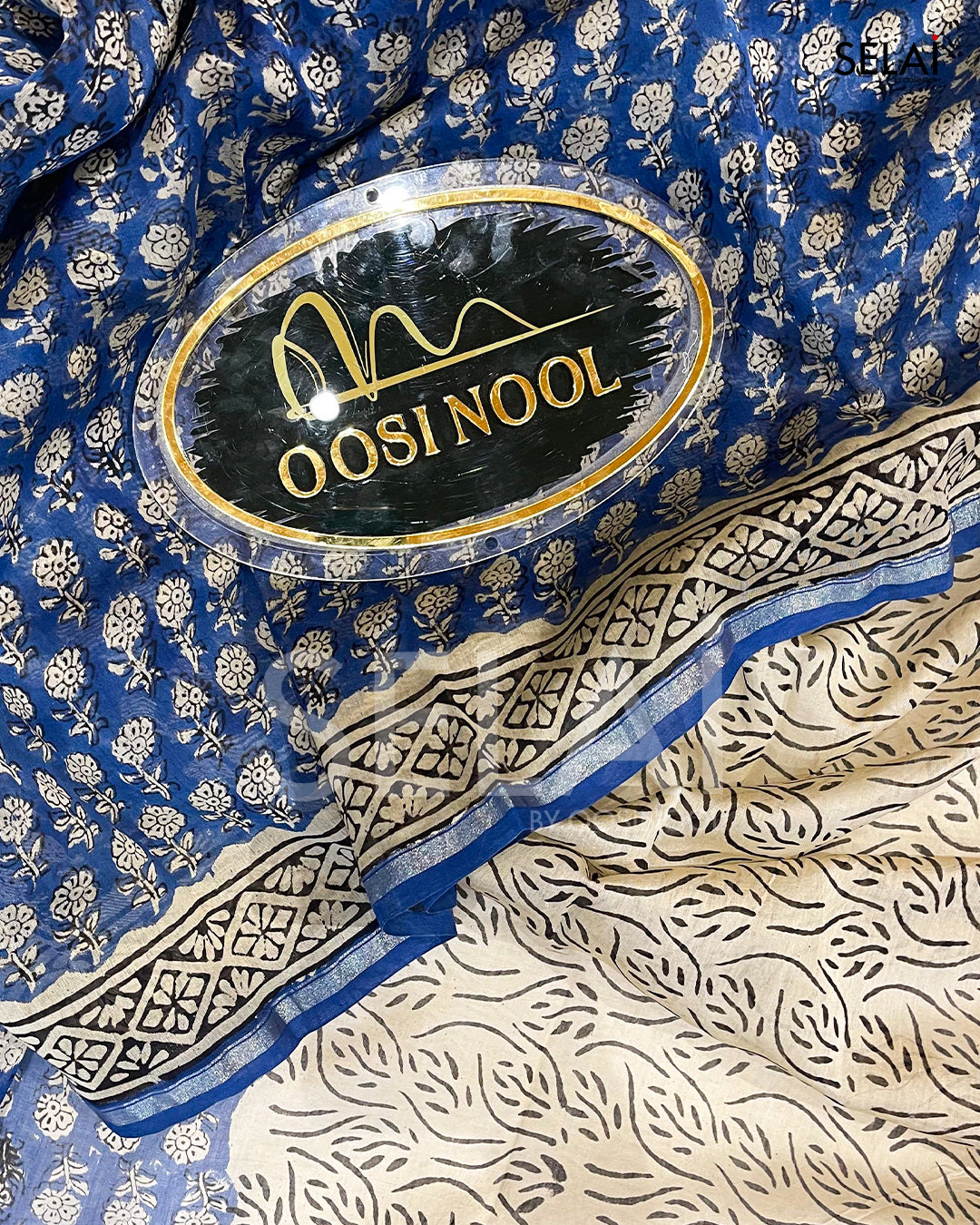 Blue Chanderi Cotton Saree