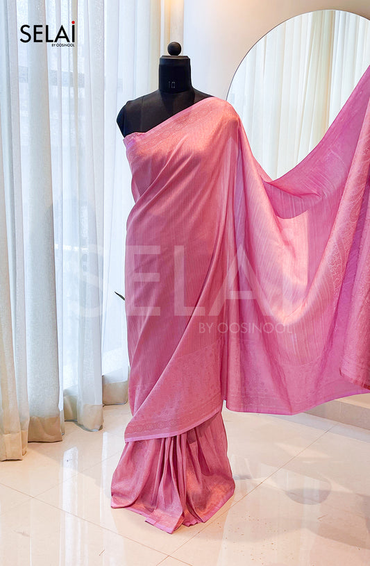 Semi Silk Saree (Pink)