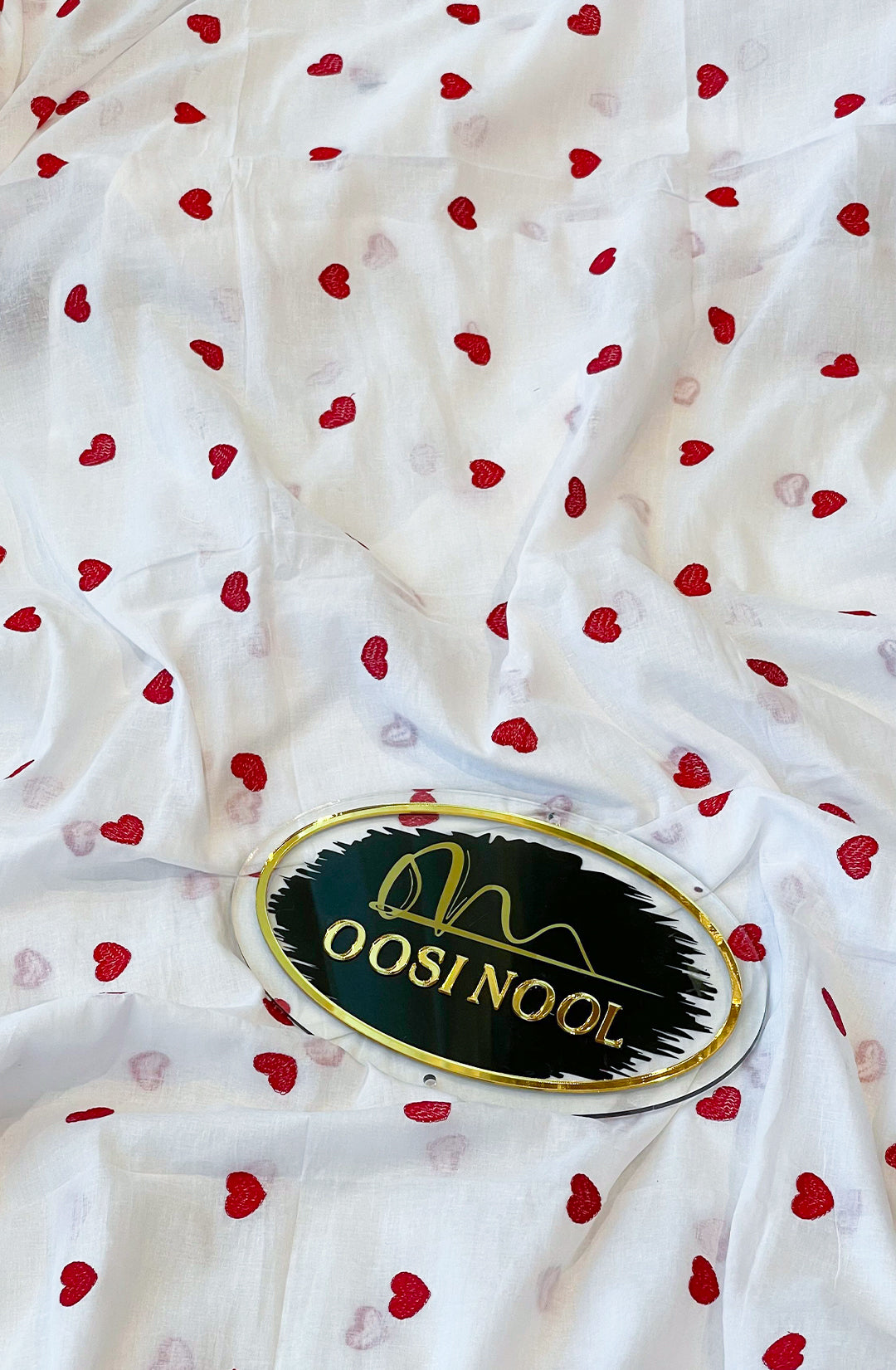 Heart Mulmul Cotton Saree (White)