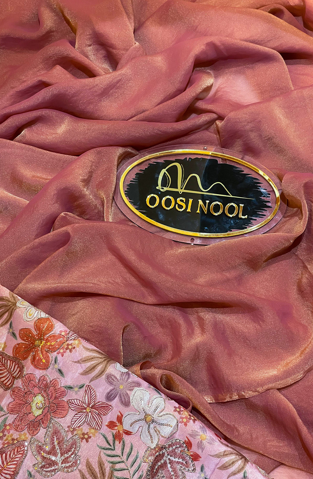 Shimmer Georgette Saree (Dark Peach with gold sheen)