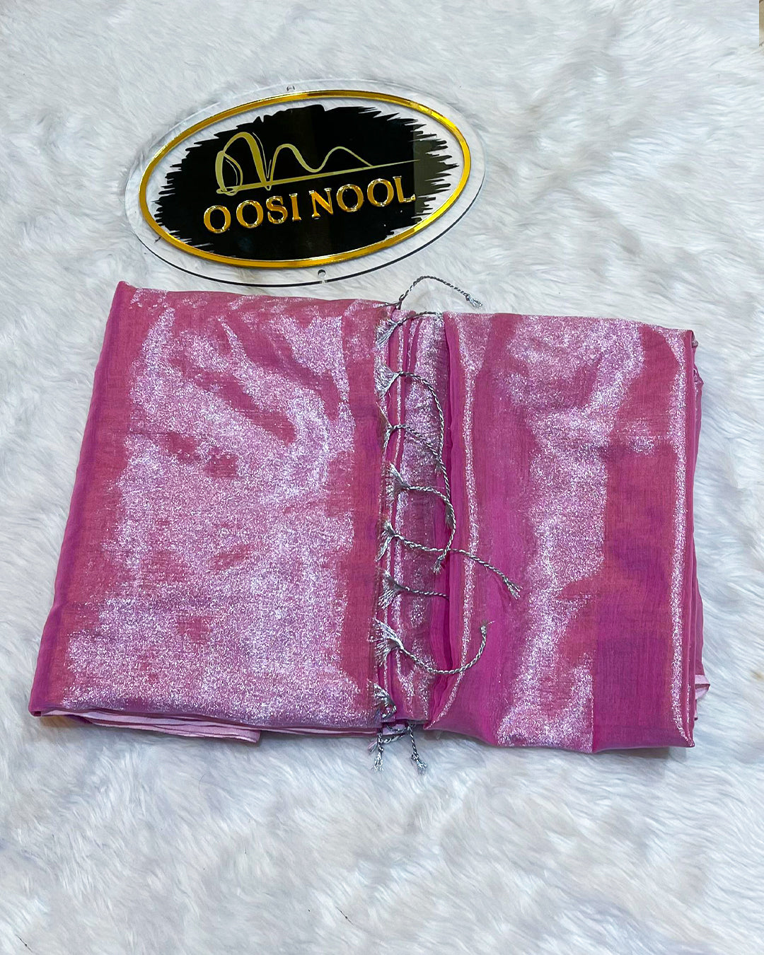Cotton Tissue Saree (Pink)