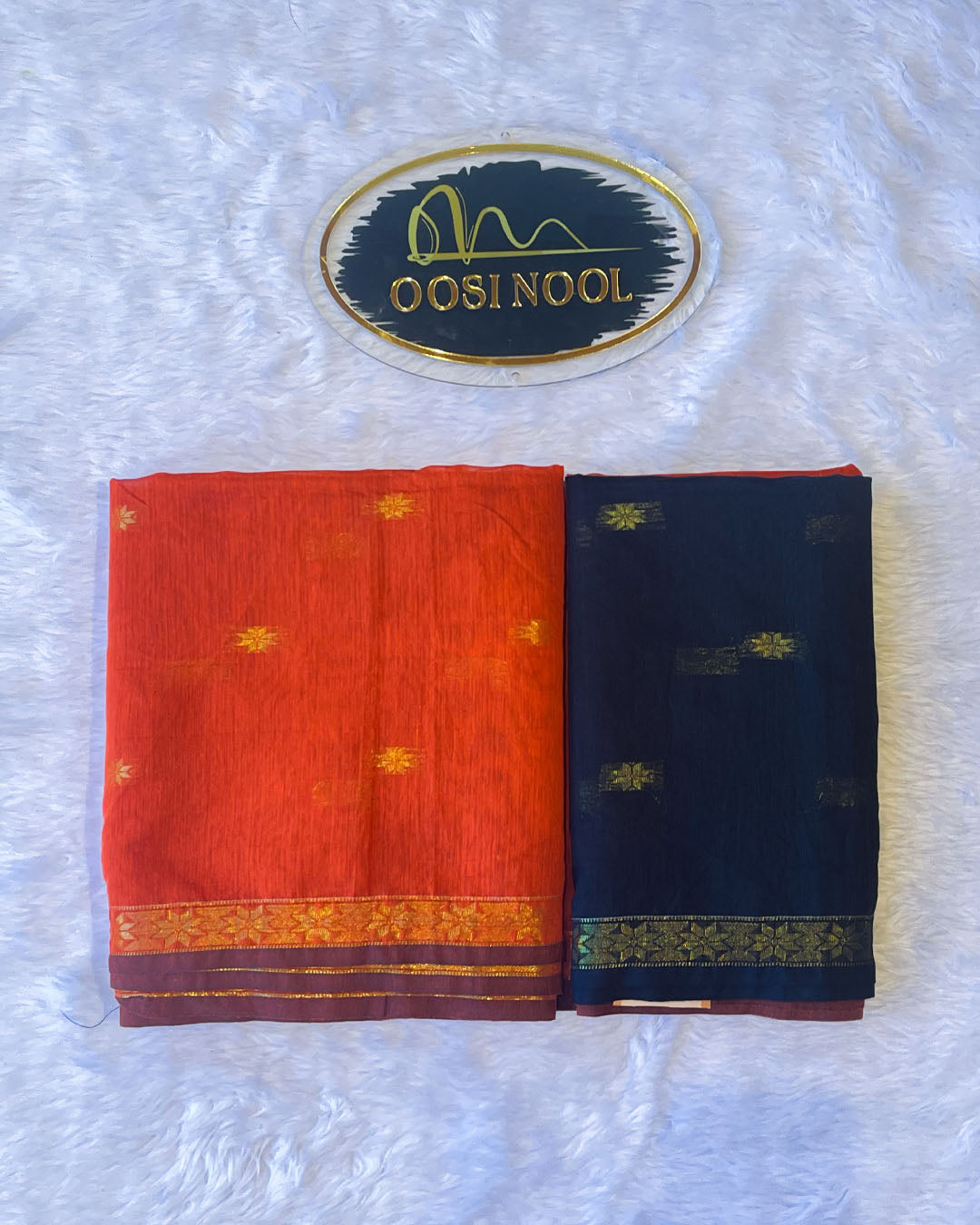 Mangalagiri Cotton Saree (Orange with Black)