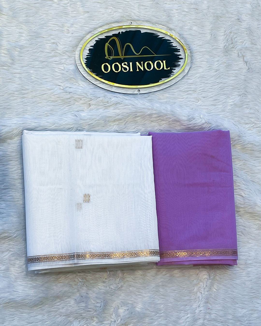Mangalagiri Cotton Saree (White with Lavender)
