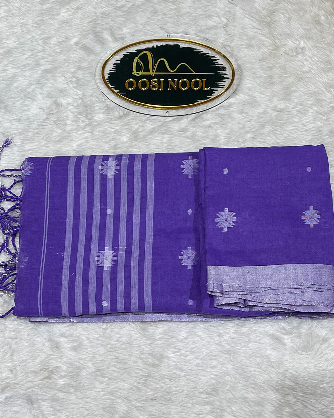 Diamond Mulmul Cotton Saree (Purple)