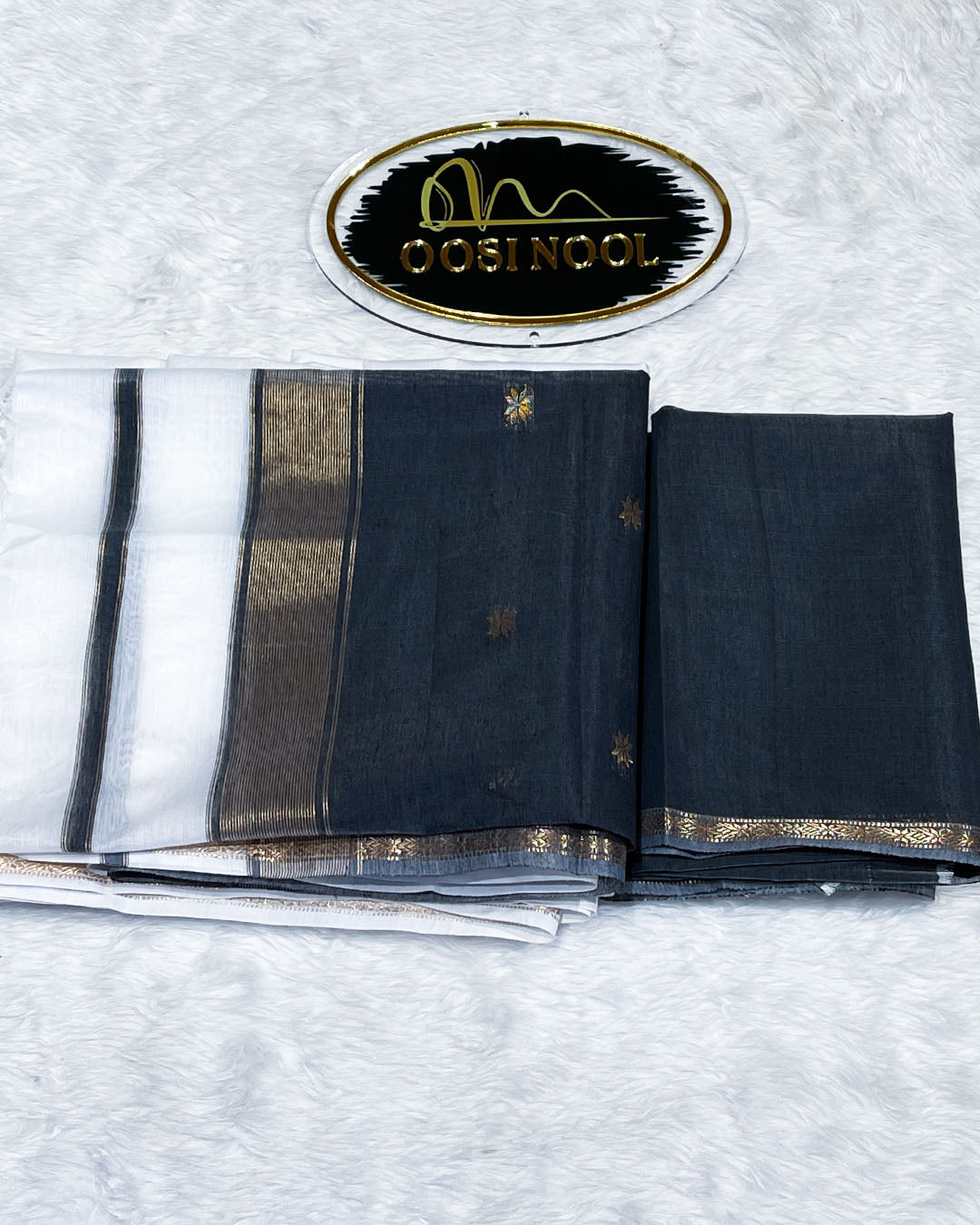Mangalagiri Cotton Saree (White with Black)