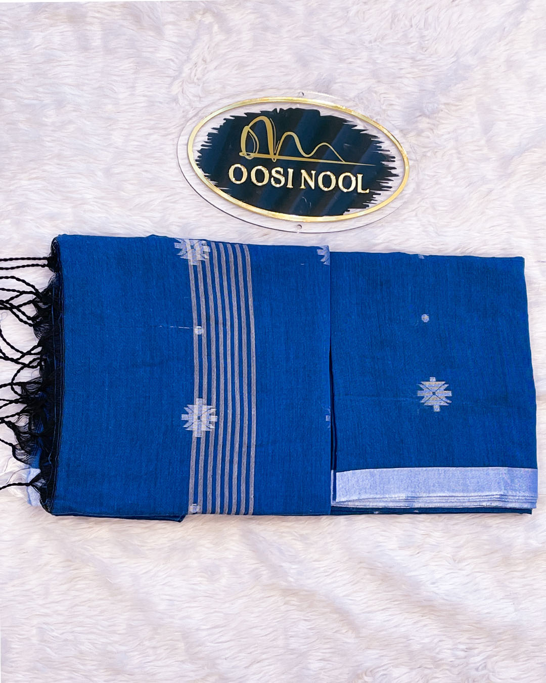 Diamond Mulmul Cotton Saree (Blue)