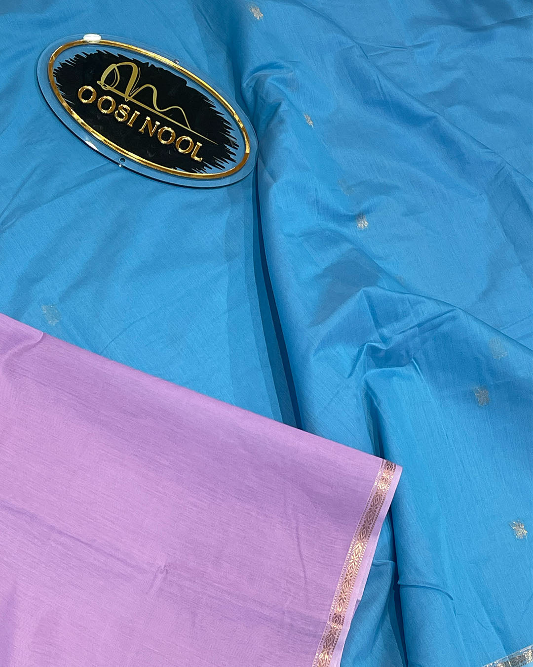 Mangalagiri Cotton Saree (Blue with Lavender)