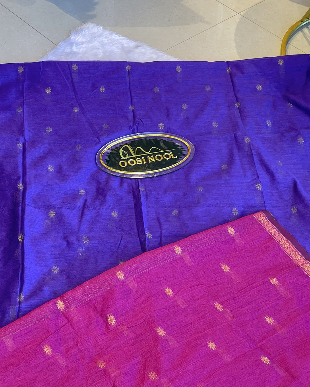 Mangalagiri Cotton Saree (Purple with Rani Pink)