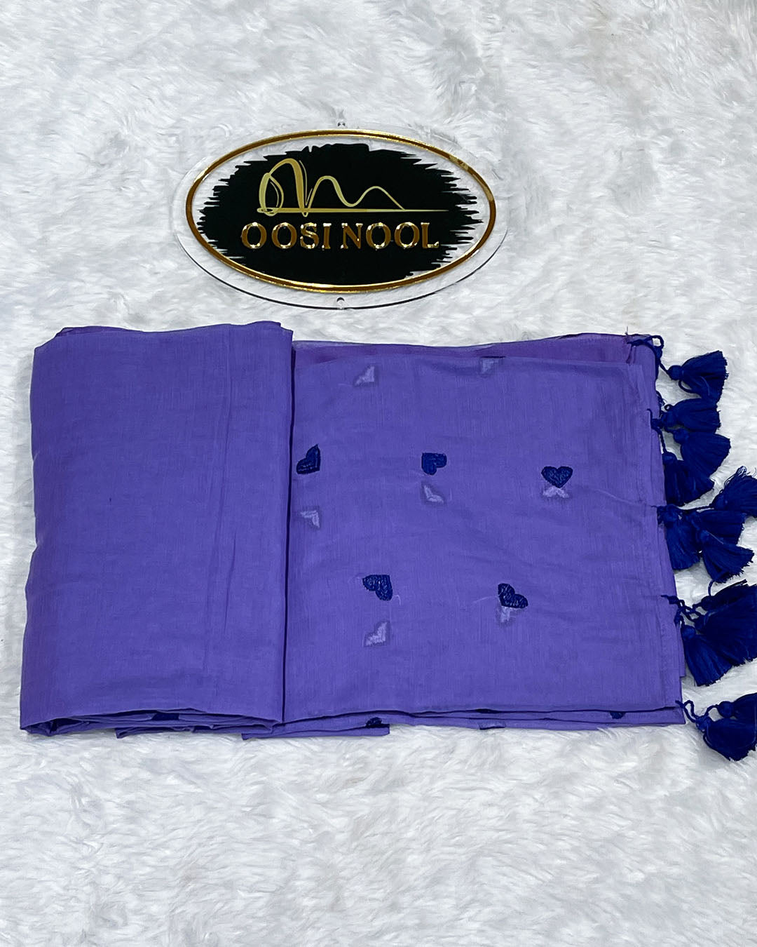 Heart Mulmul Cotton Saree (Purple with Voilet)