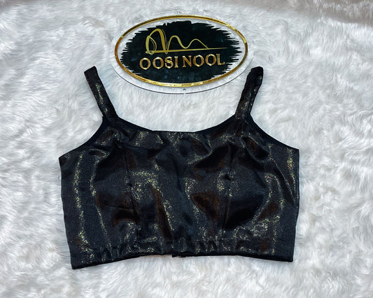 Black Sleeveless Shimmer Georgette Blouse (Padded)