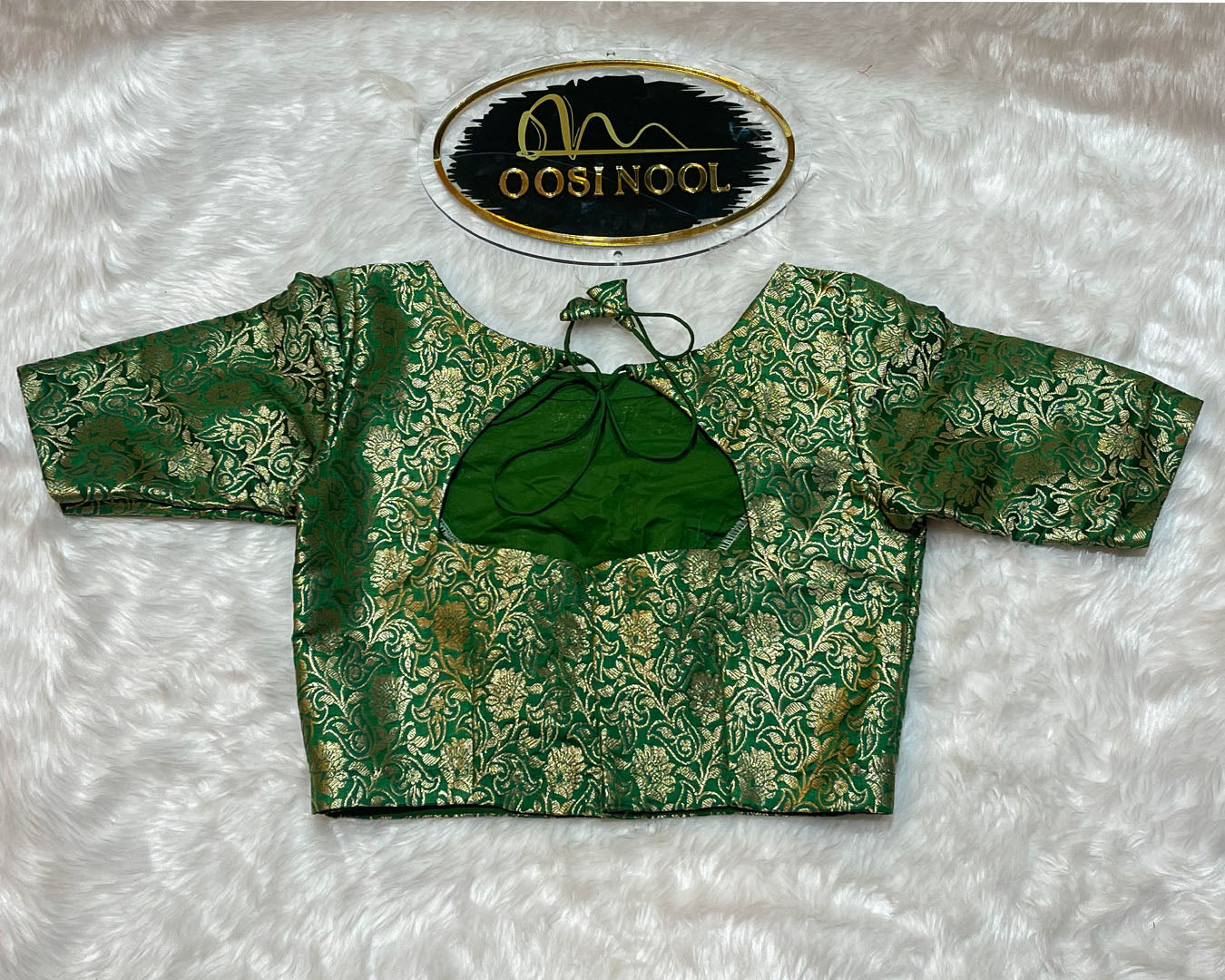 Green Banarasi Blouse (Princess Cut)