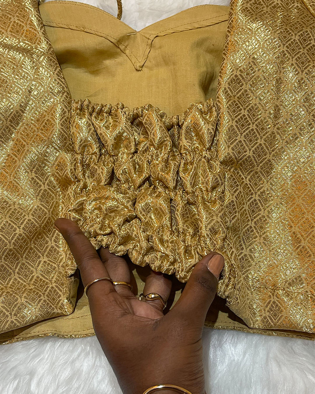 Gold Banarasi Blouse (Princess Cut)