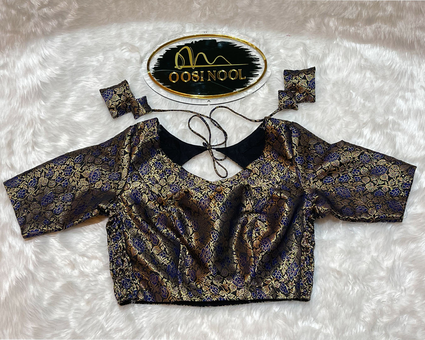 Black and Gold Banarasi Blouse (Princess Cut)