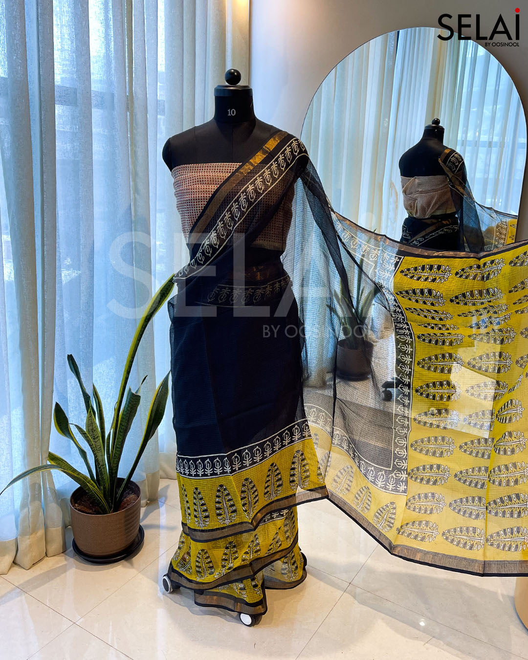 Kota Cotton Saree (Black)