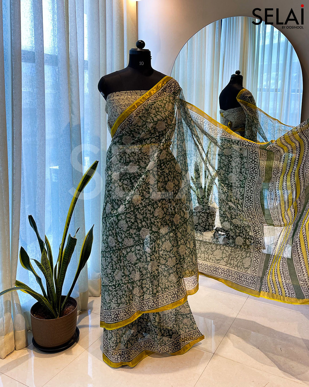 Kota Cotton Saree (Green)