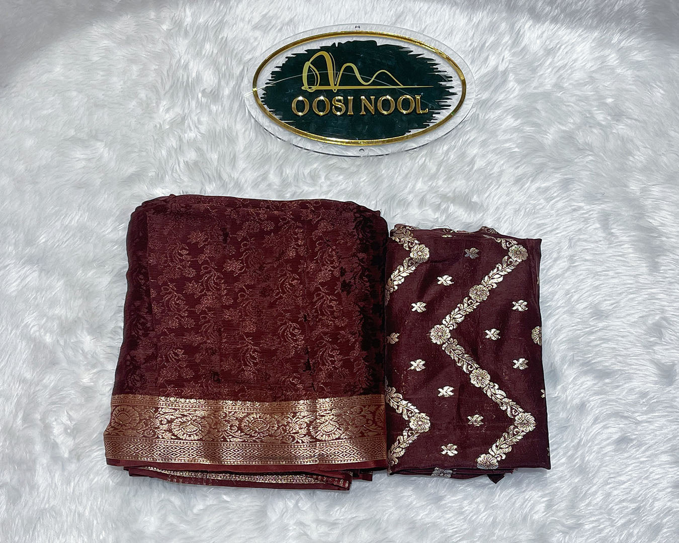 Viscose Chinon Saree (Chocolate Brown)