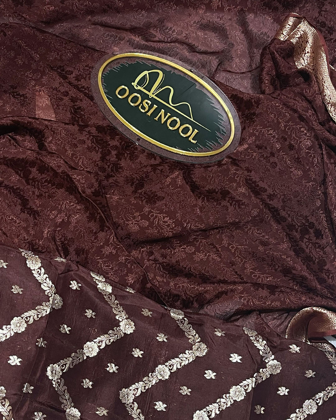 Viscose Chinon Saree (Chocolate Brown)
