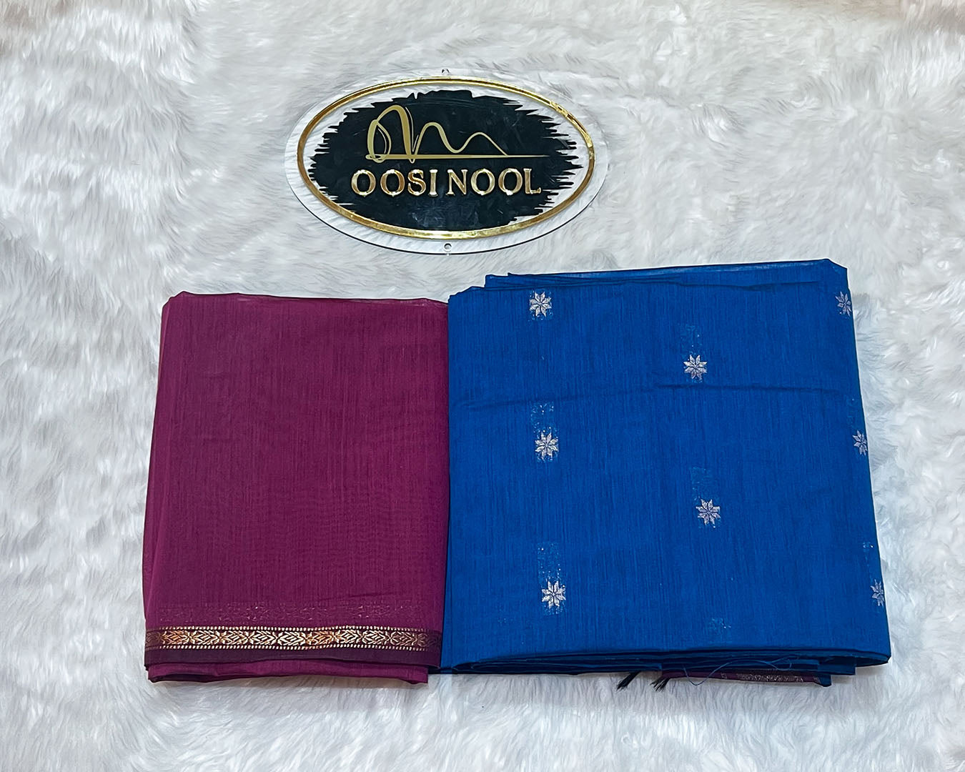 Mangalagiri Cotton Saree (Blue with Magenta Pink)